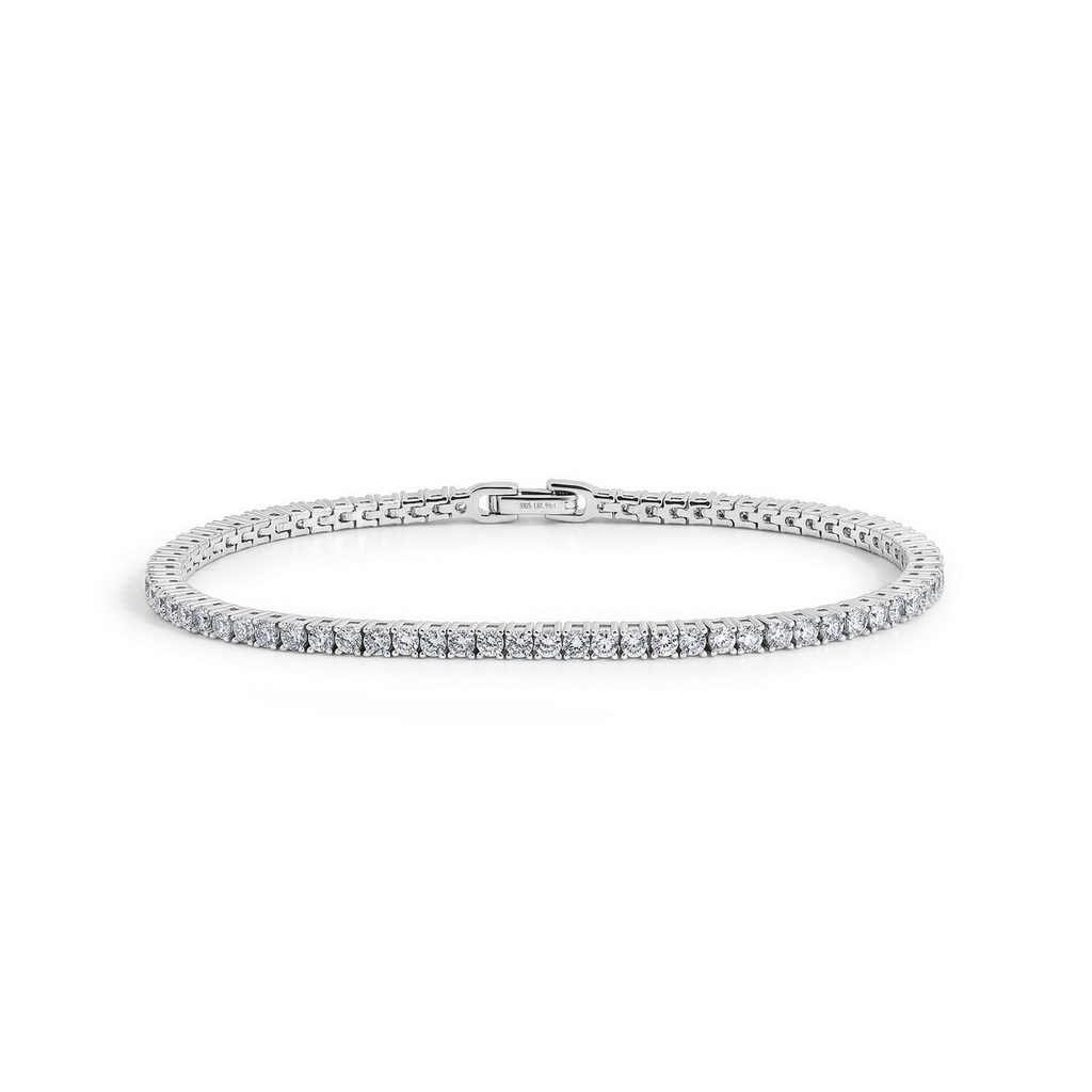 Round-stone silver-tone tennis bracelet
